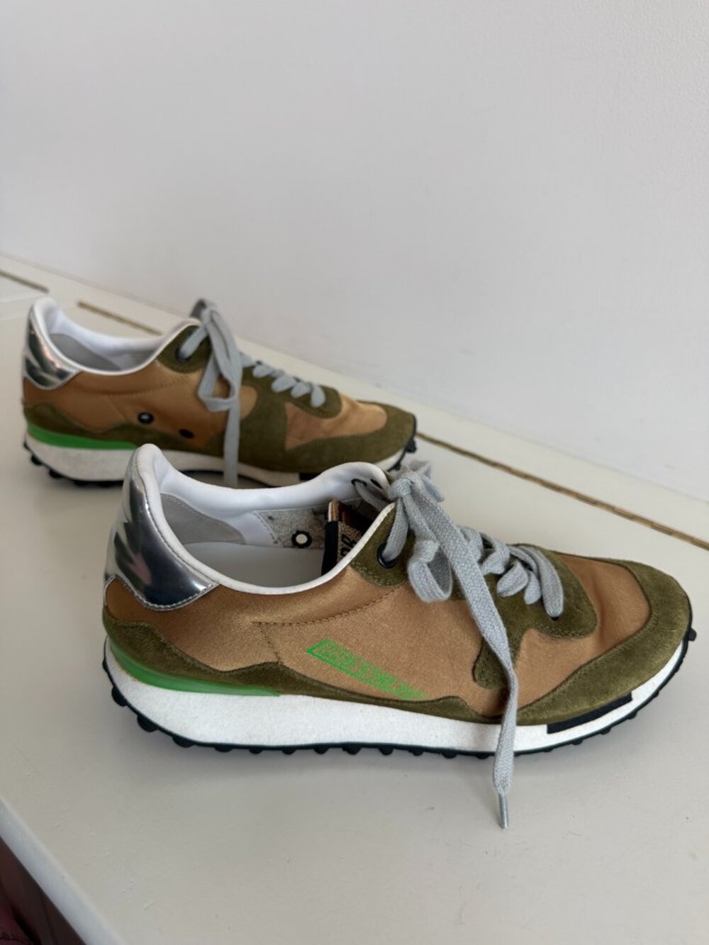 Golden Goose GGDB Starland Sneakers Olive Green Gold Silver EU36 Made in Italy